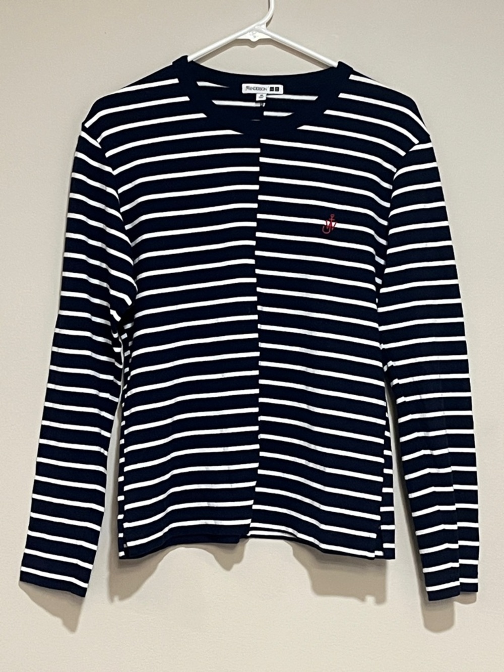 JW Anderson X Uniqlo asymmetrical striped long sleeve shirt Men’s size XS anchor
